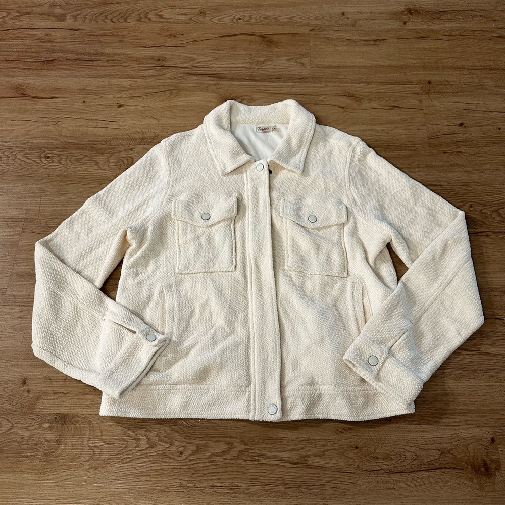 Faherty Ivory Sherpa Trucker Jacket Shacket Medium